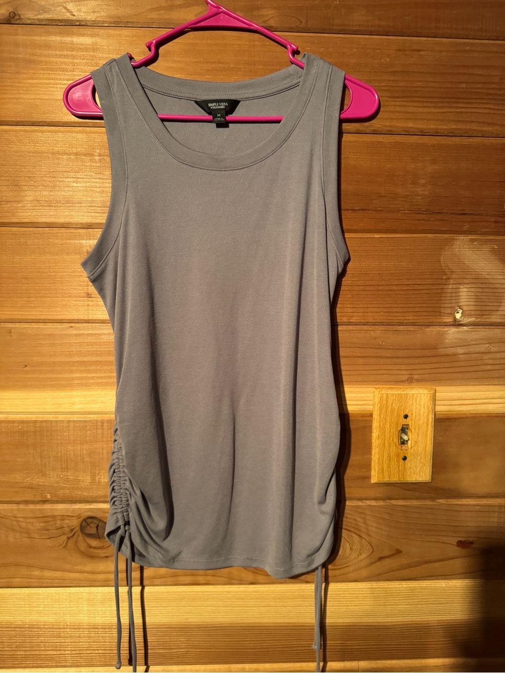 Simply Vera Vera Wang Gray Sleeveless Ruched Tank